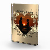 50回パーソナライズされた目の金ゴールド記念写真ギフト フォトブロック (右)