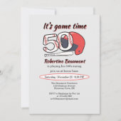 50回目のイニングをプレーする 野球のテーマの50歳の誕生日パーティー 招待状 (正面)