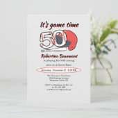 50回目のイニングをプレーする 野球のテーマの50歳の誕生日パーティー 招待状 (スタンド正面)