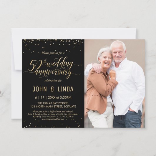 50回目のゴールデンウェディングアニバーサリー フォトパーティー 招待状 (正面)