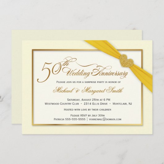 50回目のゴールデンウエディングアニバーサリー エレガントな招待状 招待状 (正面/裏面)