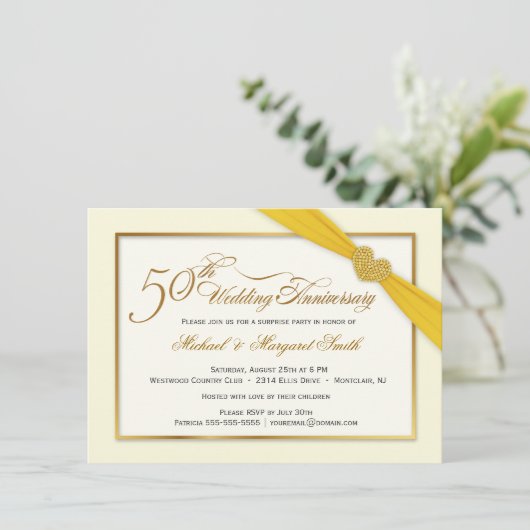 50回目のゴールデンウエディングアニバーサリー エレガントな招待状 招待状 (スタンド正面)