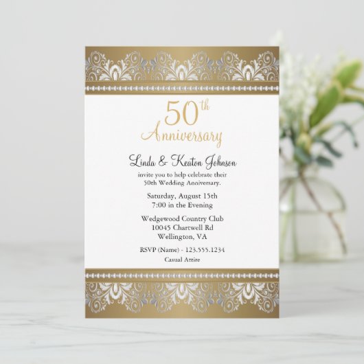 50回目のゴールデンウエディングアニバーサリー｜DIY テキスト 招待状 (スタンド正面)