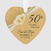 50回目のゴールデン結婚記念日 オーナメント - 名前入りカスタムデザイン (裏面)