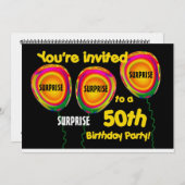 50回目のサプライズ誕生日パーティーの招待テンプレート 招待状 (正面/裏面)