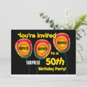 50回目のサプライズ誕生日パーティーの招待テンプレート 招待状 (スタンド正面)