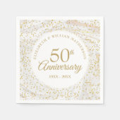 50回目の大理石ゴールドダスト結婚記念日 スタンダードカクテルナプキン (正面)