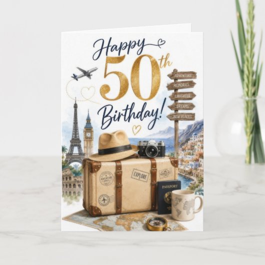 50回目の旅の誕生日 カード (正面)