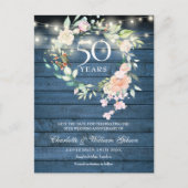 50回目の結婚記念日のお知らせ(セーブ・ザ・デート) - 田舎風の花々 案内ポストカード (正面)