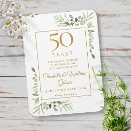 50回目の結婚記念日のための【Save the Date】グリーンが美しい案内状 マグネット