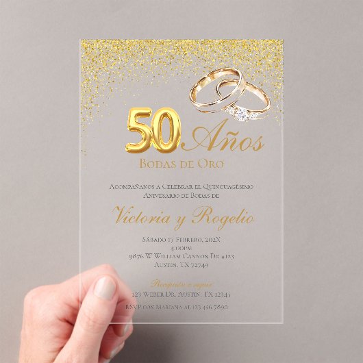 50回目の結婚記念日のアクリル招待状 アクリル招待状 (インサイチュ (ポータブル))