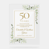 50回目の結婚記念日のグリーンウェルカム アクリルサイン (正面)