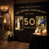 50回目の結婚記念日のバナー - ゴールデンイヤー タペストリー