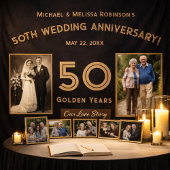 50回目の結婚記念日のバナー - ゴールデンイヤー タペストリー