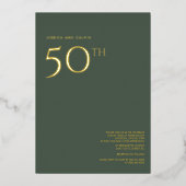 50回目の結婚記念日の招待状 ダスティグリーン 箔招待状 (正面)