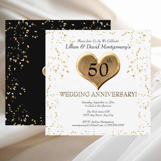 50回目の結婚記念日 お祝い ゴールド 名前入り 招待状