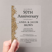 50回目の結婚記念日 ゴールドの疑似ラメ アクリル招待状 (インサイチュ (ポータブル))