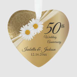 50回目の結婚記念日 ゴールドデイジー ウェディング記念日ギフト オーナメント