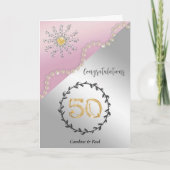 50回目の結婚記念日 | シックなゴールドとパール カード (正面)