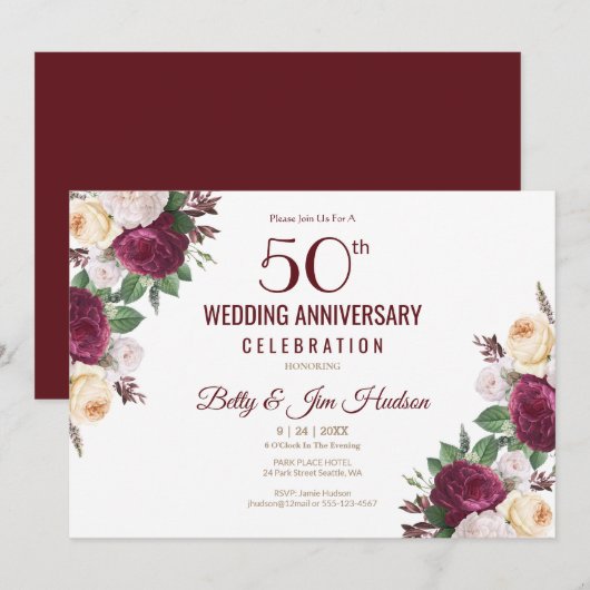 50回目の結婚記念日 招待状 (正面/裏面)