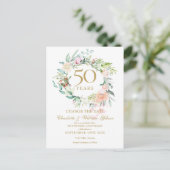 50回目の結婚記念日 日付変更 フローラルデザイン 案内ポストカード (スタンド正面)