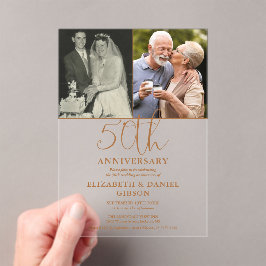 50回目の結婚記念日 Then And Now 2枚の写真 アクリル招待状