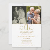 50回目の結婚記念日 Then And Now 2枚の写真 招待状 (正面)