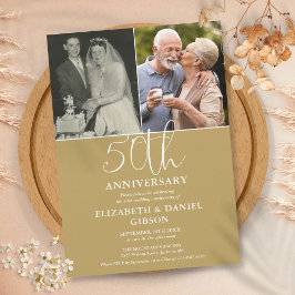 50回目の結婚記念日 Then And Now 2枚の写真 招待状