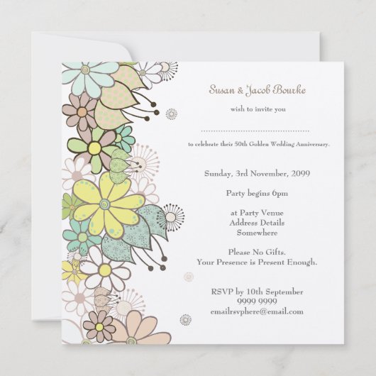50回目の花の結婚記念日 オーダーメイドの招待状 招待状 (裏面)