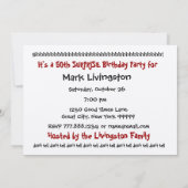 50回目の誕生日パーティーの招待テンプレート 招待状 (裏面)