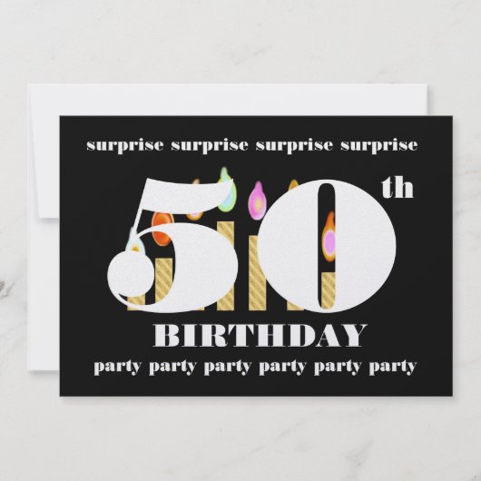 50回目の誕生日パーティーの招待テンプレート 招待状 (正面)
