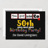 50回目の誕生日パーティーの招待テンプレート 招待状 (正面/裏面)