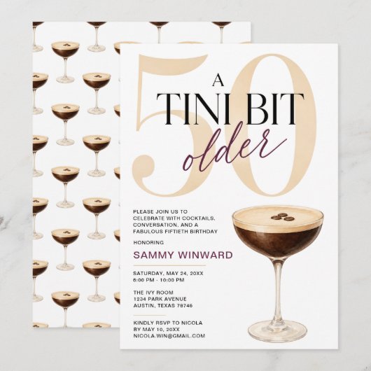 50回目の誕生日パーティー A Tini Bit Older 招待状 (正面/裏面)