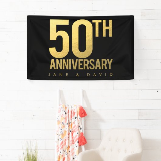 50回目の金ゴールド結婚記念パーティーの壁 横断幕 (インサイチュ)