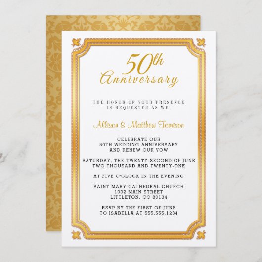 50回目の金婚式招待状 招待状 (正面/裏面)