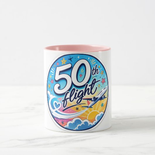 50回目フライト記念カラフルお土産 マグカップ (中央)