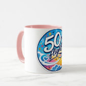 50回目フライト記念カラフルお土産 マグカップ (正面左)