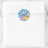 50回目フライト記念カラフルお土産 ラウンドシール (バッグ)