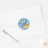 50回目フライト記念カラフルお土産 ラウンドシール (封筒)
