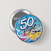 50回目フライト記念カラフルお土産 缶バッジ (正面&裏面)