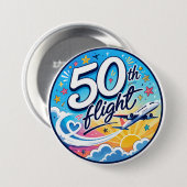50回目フライト記念カラフルお土産 缶バッジ (正面&裏面)