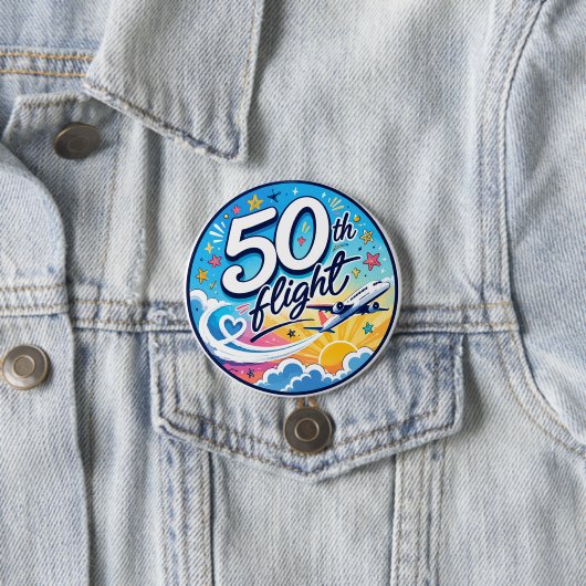 50回目フライト記念カラフルお土産 缶バッジ (インサイチュ)