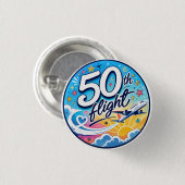 50回目フライト記念カラフルお土産 缶バッジ (正面&裏面)