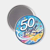 50回目フライト記念カラフル航空機お土産 マグネット (正面/裏面)