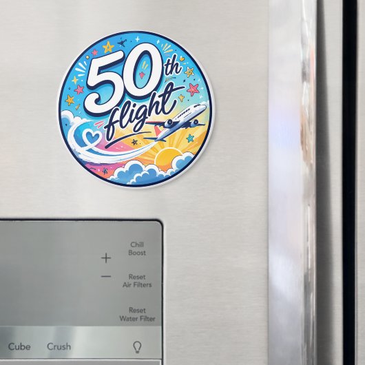 50回目フライト飛行機カラフルお土産 マグネット (インサイチュ (冷蔵庫))