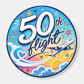 50回目フライト飛行機カラフルお土産 マグネット (正面)