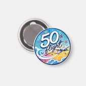 50回目フライト飛行機カラフルお土産 マグネット (正面/裏面)