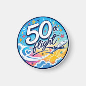 50回目フライト飛行機カラフルお土産 マグネット (正面)