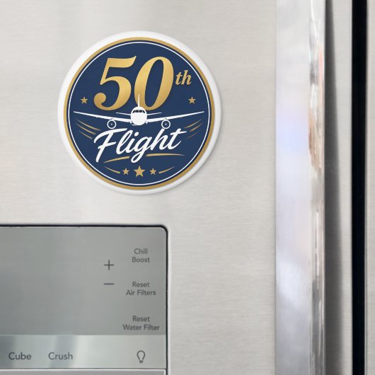 50回目フライト ゴールド 飛行機 旅行 お土産 マグネット (インサイチュ (冷蔵庫))