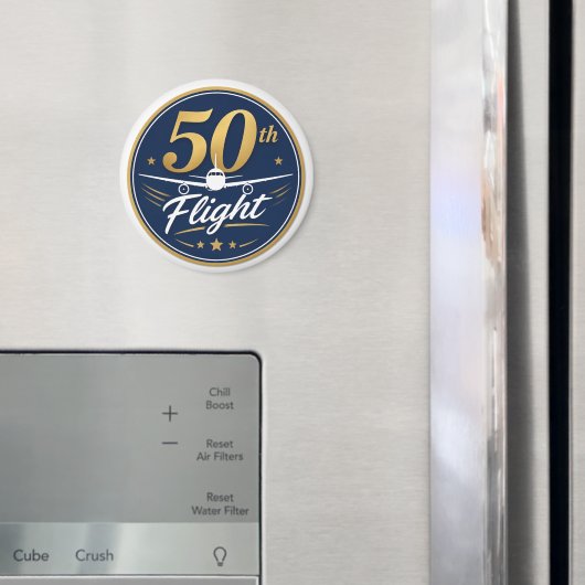 50回目フライト ゴールド 飛行機 旅行 お土産 マグネット (インサイチュ (冷蔵庫))